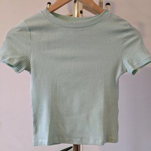 Mint Green Ribbed Crop Top